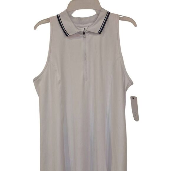 90 Degrees Women's White Poly/Spandex Lux Monet Sleeveless Tennis Golf Dress NEW - Picture 2 of 9